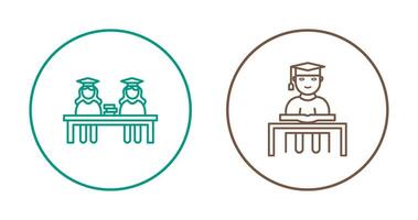 Combined Study and Studying on Desk Icon vector