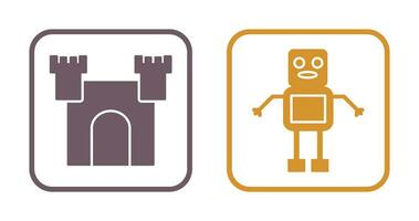 castillo y robot icono vector