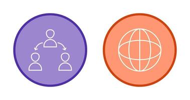 connected user and globe Icon vector