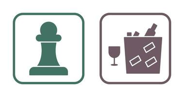 pawn and wine bottle in ice  Icon vector