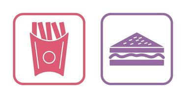 french fries and sandwich  Icon vector