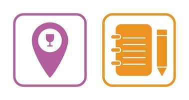 bar location and notepad Icon vector