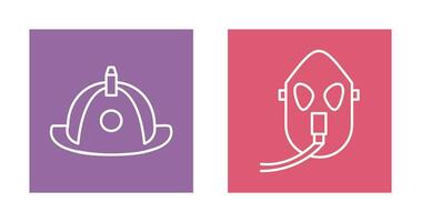 firefighter hat and Oxygen mask Icon vector