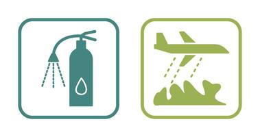 using extinguisher and firefighter plane  Icon vector