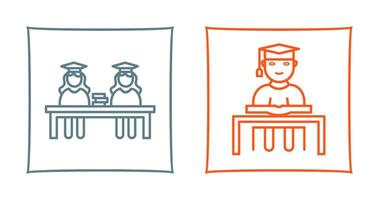 Combined Study and Studying on Desk Icon vector