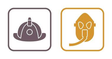 firefighter hat and Oxygen mask Icon vector