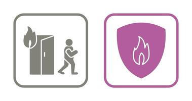 running from fire and fire shield  Icon vector