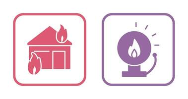 fire consuming house and fire alert  Icon vector