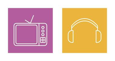 TV Set and Headphones Icon vector