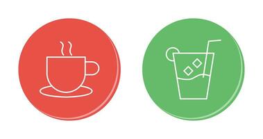 hot coffee and whiskey sour Icon vector