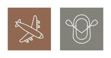 Landing Airplane and Dinghy Icon vector