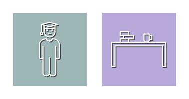 student standing and studying desk Icon vector