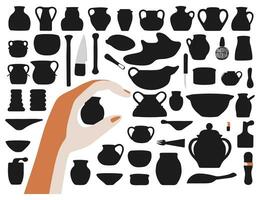 Black silhouettes of pottery vector