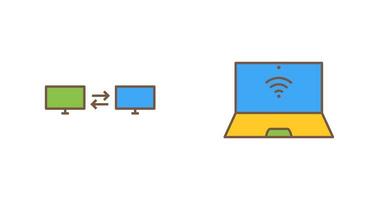 compartiendo sistema y conectado ordenador portátil icono vector