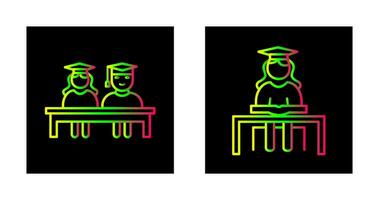 Students Sitting and Female Student Icon vector