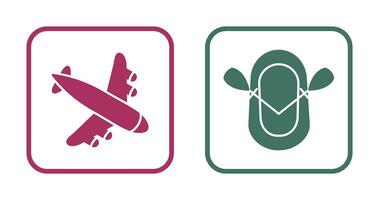 Landing Airplane and Dinghy Icon vector