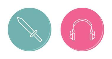 Headphones and Sword Icon vector