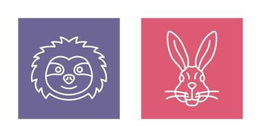 Sloth and Rabbit Icon vector