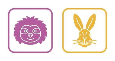 Sloth and Rabbit Icon vector