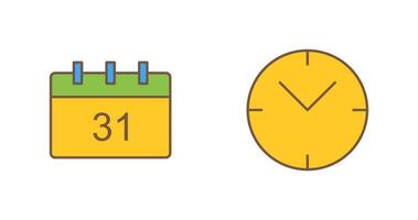 icono de calendario y reloj vector