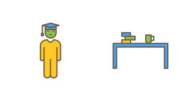 student standing and studying desk Icon vector