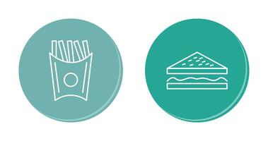 french fries and sandwich  Icon vector