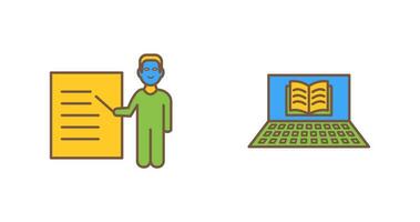 Online Books and Male Presenter Icon vector