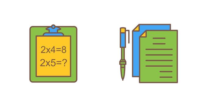 Solving Question and Document and Pen Icon vector