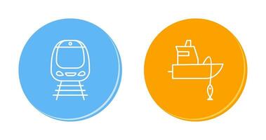 Train and Fishing Boat Icon vector