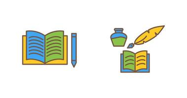 Pencil and Book and Quilland Book Icon vector