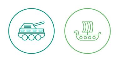 Infantry Tank and Viking Ship Icon vector