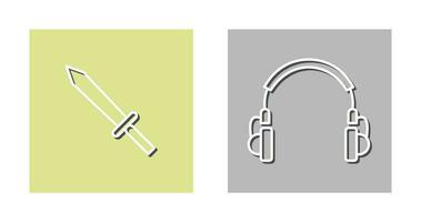 auriculares y espada icono vector