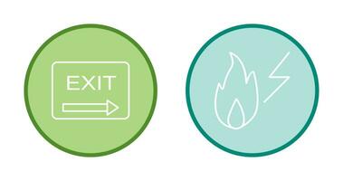 exit and electricity fire Icon vector