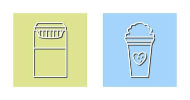 packet of cigarettes and stawberry milkshake Icon vector