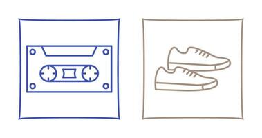 casette y zapatillas icono vector