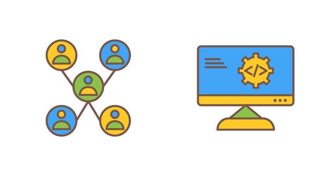 Company Network and Code Optimization Icon vector