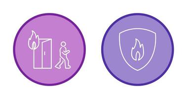 running from fire and fire shield  Icon vector