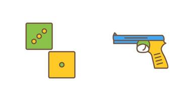 dado y pistola icono vector