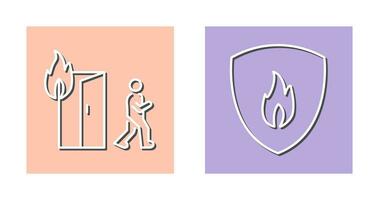 running from fire and fire shield  Icon vector