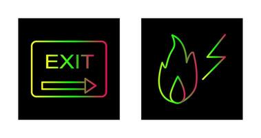 exit and electricity fire Icon vector