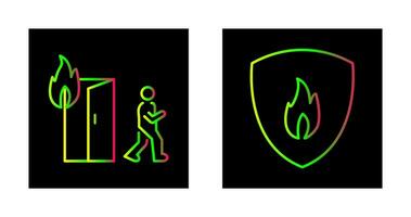 running from fire and fire shield  Icon vector