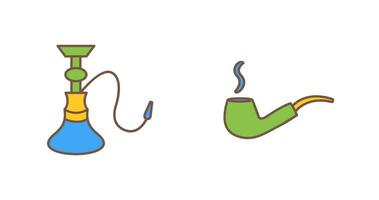 hookah and lit smoking pipe  Icon vector