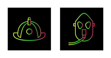 firefighter hat and Oxygen mask Icon vector