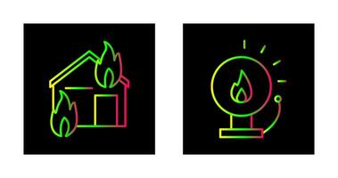 fire consuming house and fire alert  Icon vector