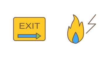 exit and electricity fire Icon vector