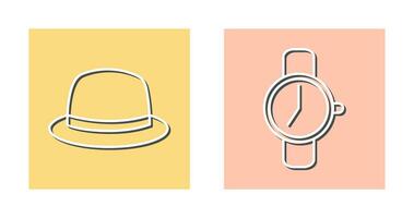 Hat and Watch Icon vector