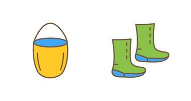 water bucket and boots Icon vector