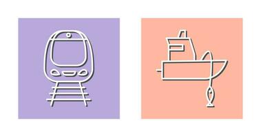 Train and Fishing Boat Icon vector