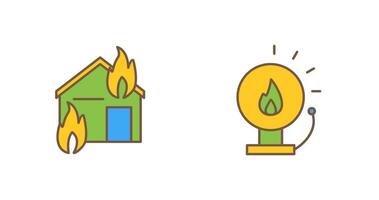 fire consuming house and fire alert  Icon vector