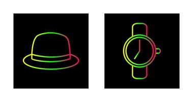 sombrero y reloj icono vector